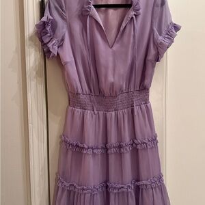 Elegant Lilac Ruffle Mini Dress Sz M